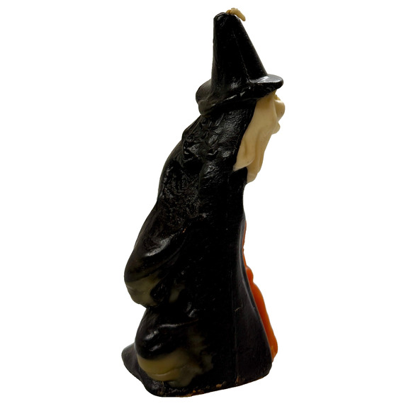 Vintage Gurley Halloween Witch Candle Broom Hat Robe HTF USA Label 5.25" H Unlit - Picture 7 of 13